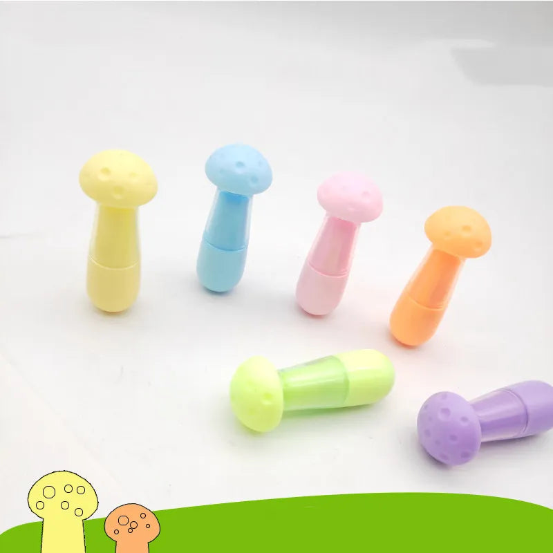 Paquete de 6 marcadores resaltadores con diseño de hongo