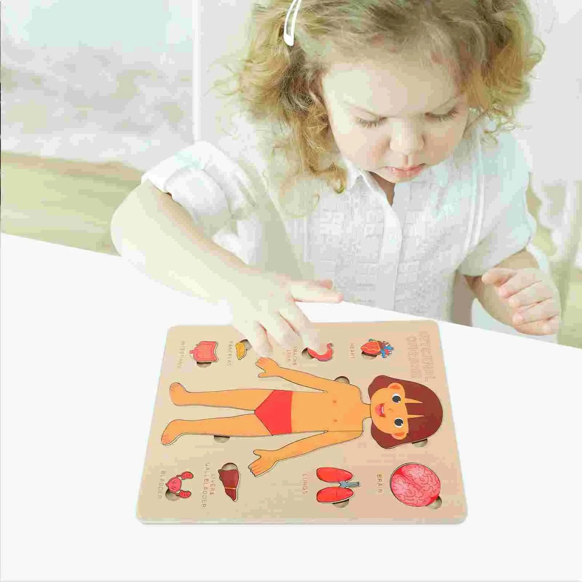 Juguetes Montessori de madera para niños: rompecabezas de órganos del cuerpo humano, juguete educativo para preescolar y jardín de infancia, actividades de aprendizaje y tablero de actividades (busy board).