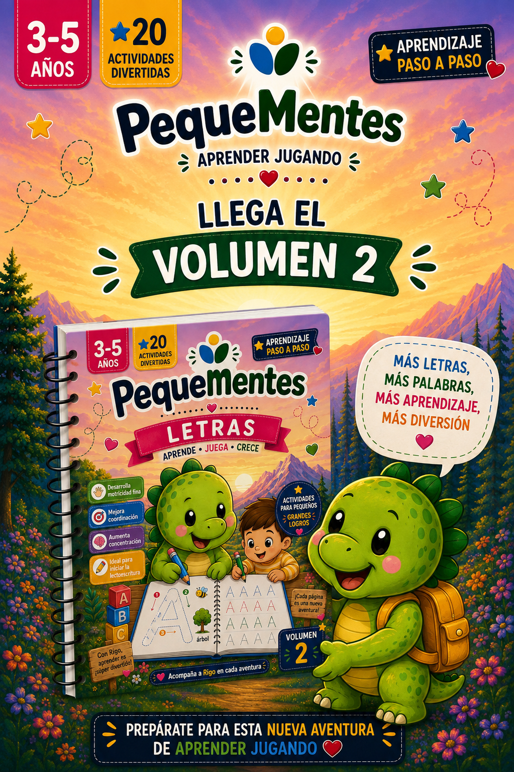 PequeMentes® Volumen 2 | Letras y Primeras Palabras | PDF Imprimible para Niños de 3 a 5 Años