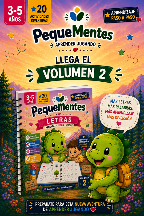 PequeMentes® Volumen 2 | Letras y Primeras Palabras | PDF Imprimible para Niños de 3 a 5 Años