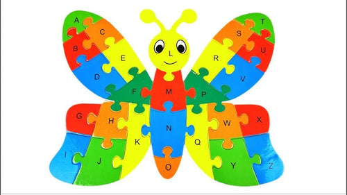 Juguete de madera tipo puzle con diseño de dibujos animados: Mariposa