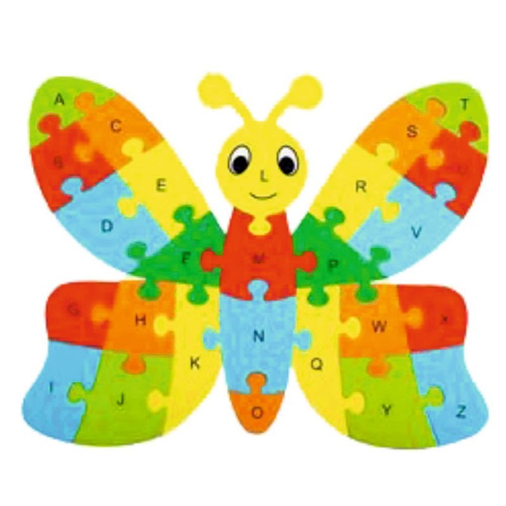 Juguete de madera tipo puzle con diseño de dibujos animados: Mariposa